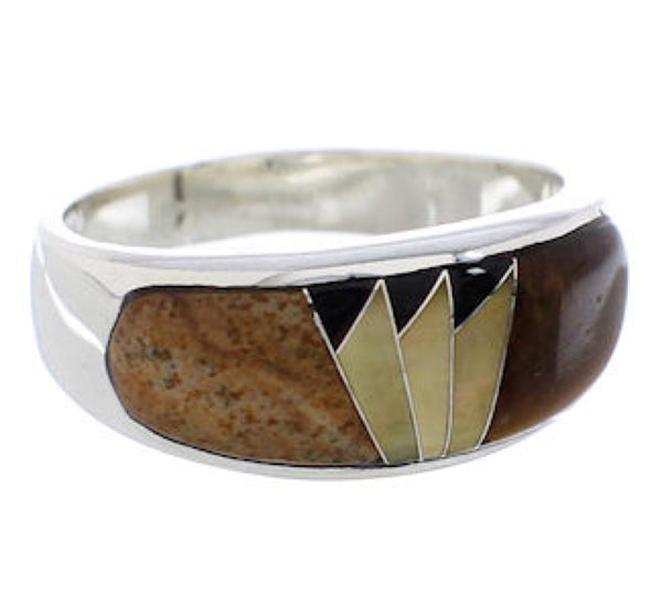 Multicolor Southwestern Sterling Silver Ring Size 7-1/2 CX50110